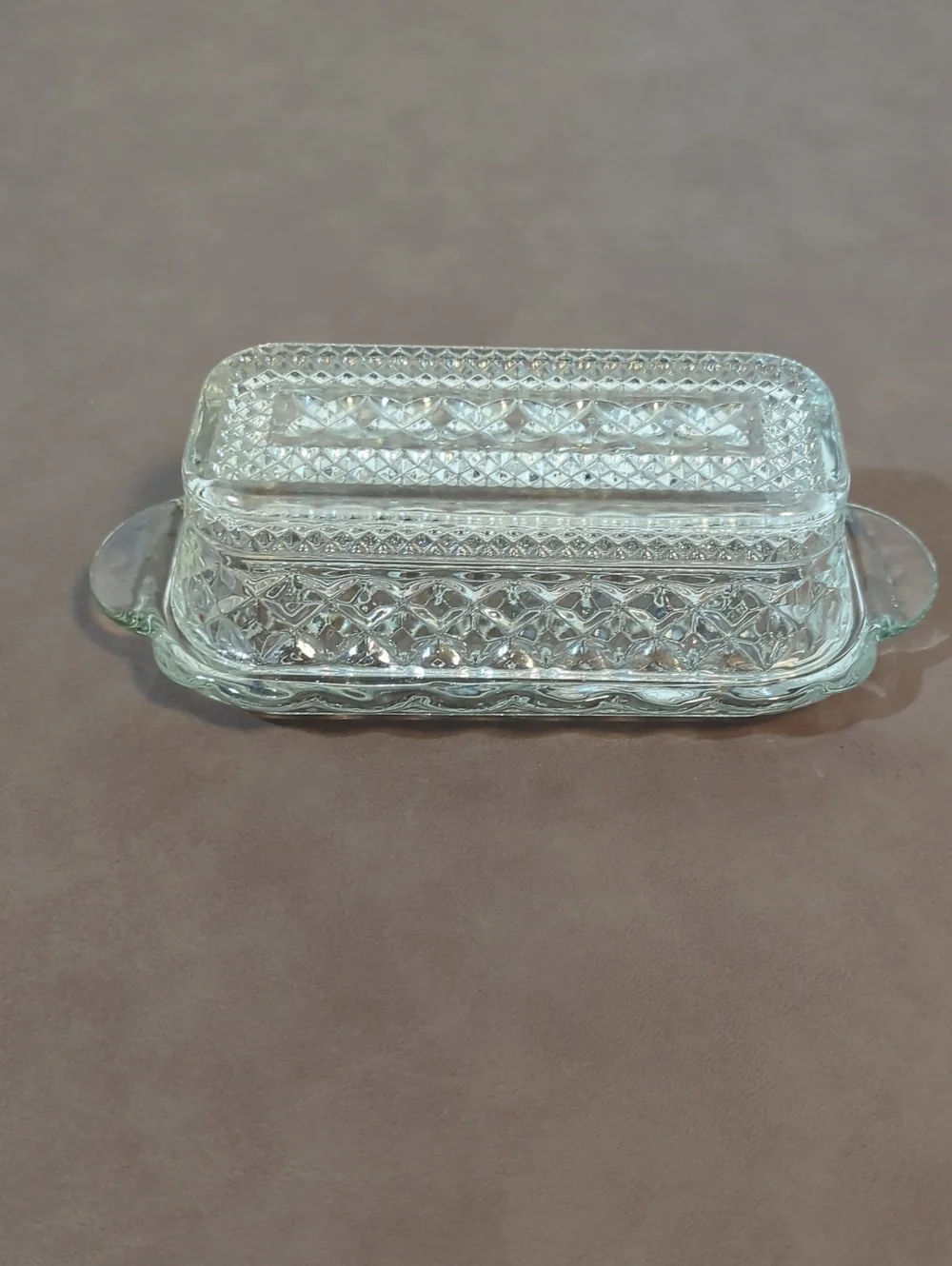 Vintage Anchor Hocking Wexford Clear Pressed Glass Covered Butter Dish